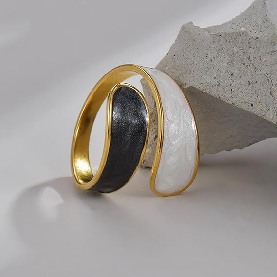 Ariya | Irregular Shaped Stainless Steel Enamel Resizable Ring