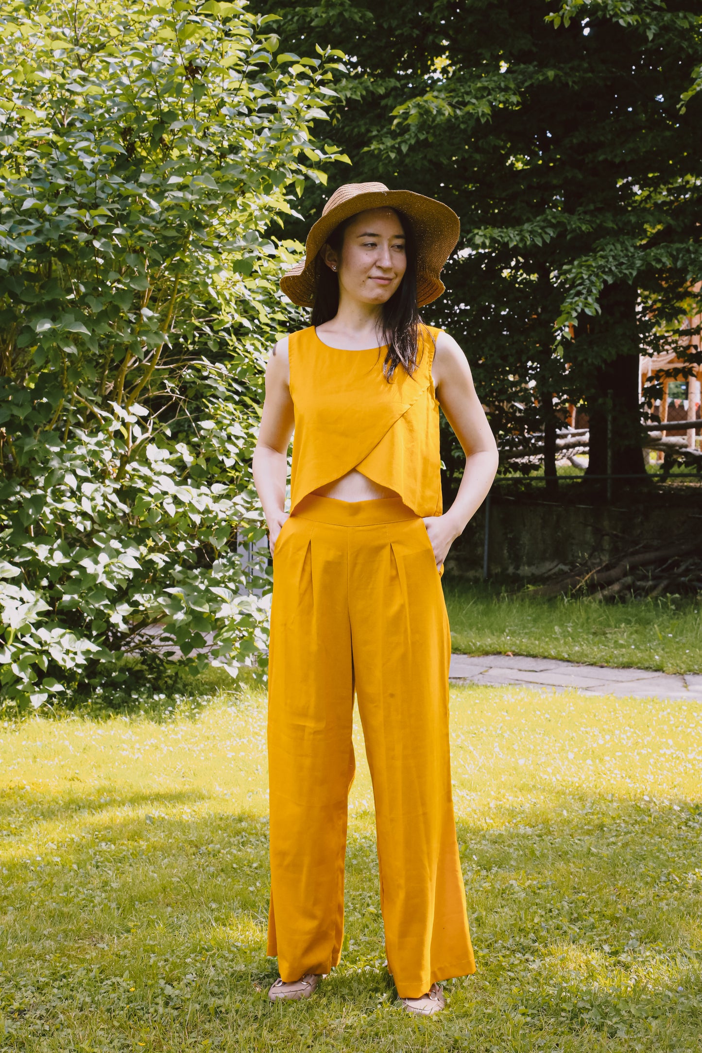 Lily | Mustard Yellow Linen Top and Pants Set
