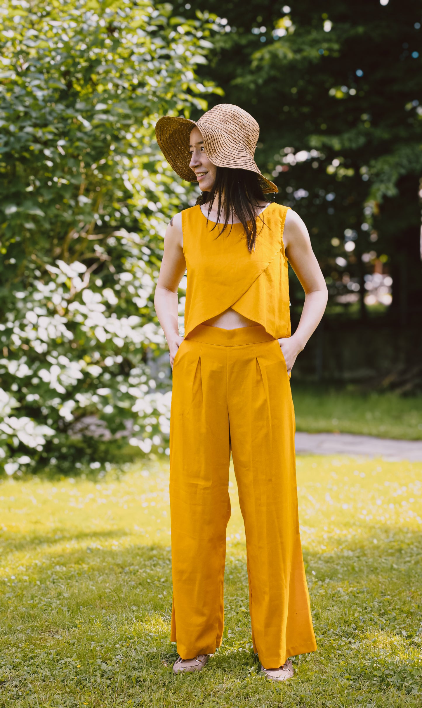 Lily | Mustard Yellow Linen Top and Pants Set