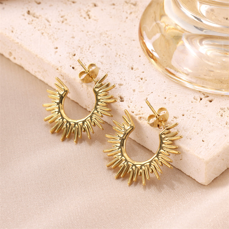Gia | 18K Gold-Plated Stainless Steel Sun Earrings