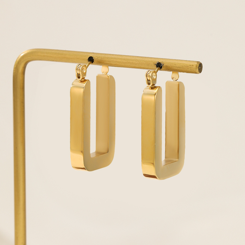 Cléore | 18K Gold-Plated Stainless Steel Rectangular Hoops