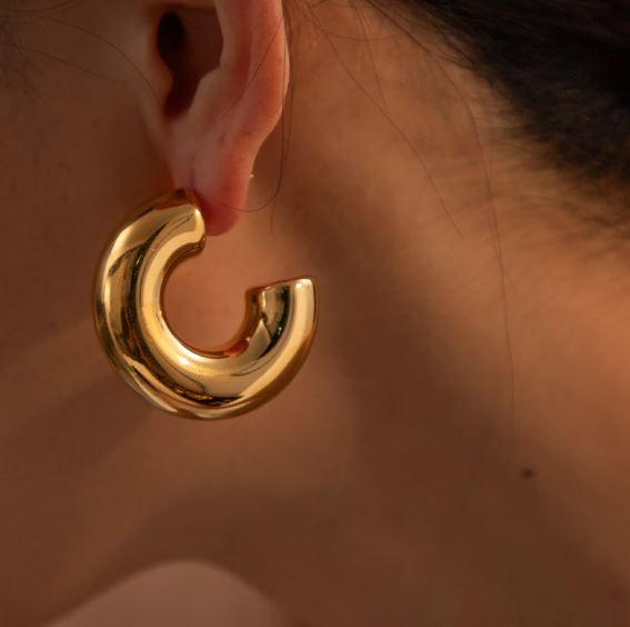 Jayla | Golden Stainless Steel Chunky Hoops
