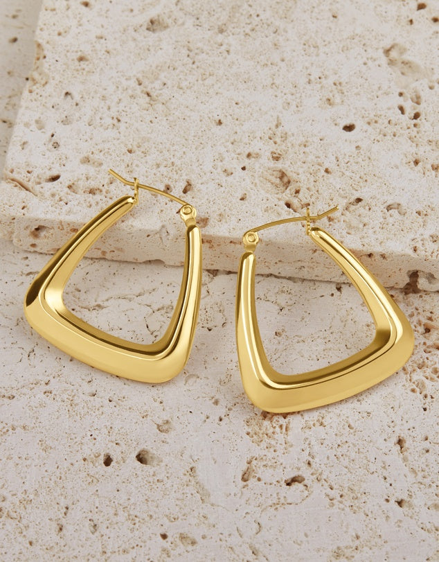 Kendall | Trapezoid Shaped Gold-Plated Stainless Steel Hoops