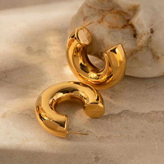 Jayla | Golden Stainless Steel Chunky Hoops