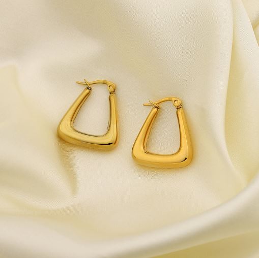 Kendall | Trapezoid Shaped Gold-Plated Stainless Steel Hoops