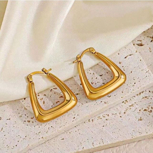 Kendall | Trapezoid Shaped Gold-Plated Stainless Steel Hoops