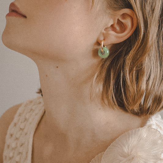 Aura | 18K Gold Plated, Stainless Steel Aventurine hoop earrings