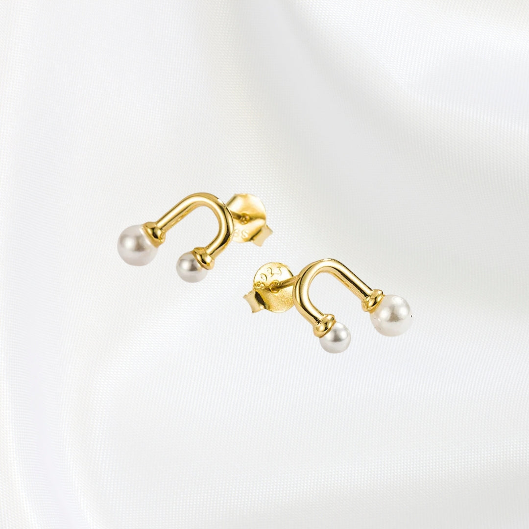 Zola | 925 Sterling Silver Mini Gold Studs with Pearls
