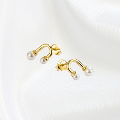 Zola | 925 Sterling Silver Mini Gold Studs with Pearls
