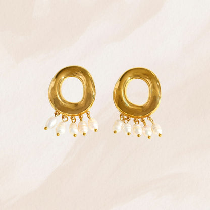 Florence | 18K Gold-Plated, Stainless Steel Pearl Drop Earrings