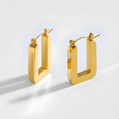Cléore | 18K Gold-Plated Stainless Steel Rectangular Hoops