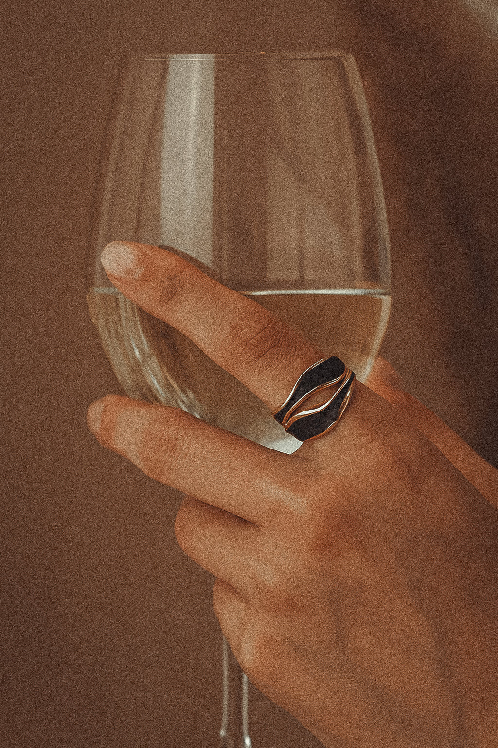 April | Organic Black Enamel Statement Ring