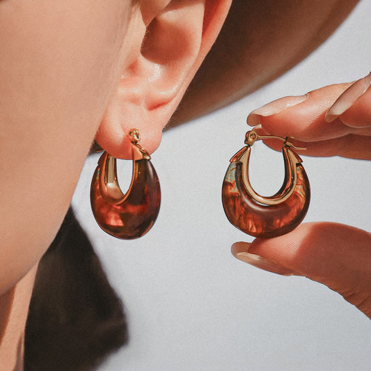 Amber | 18K Gold-Plated, Stainless Steel Hoops