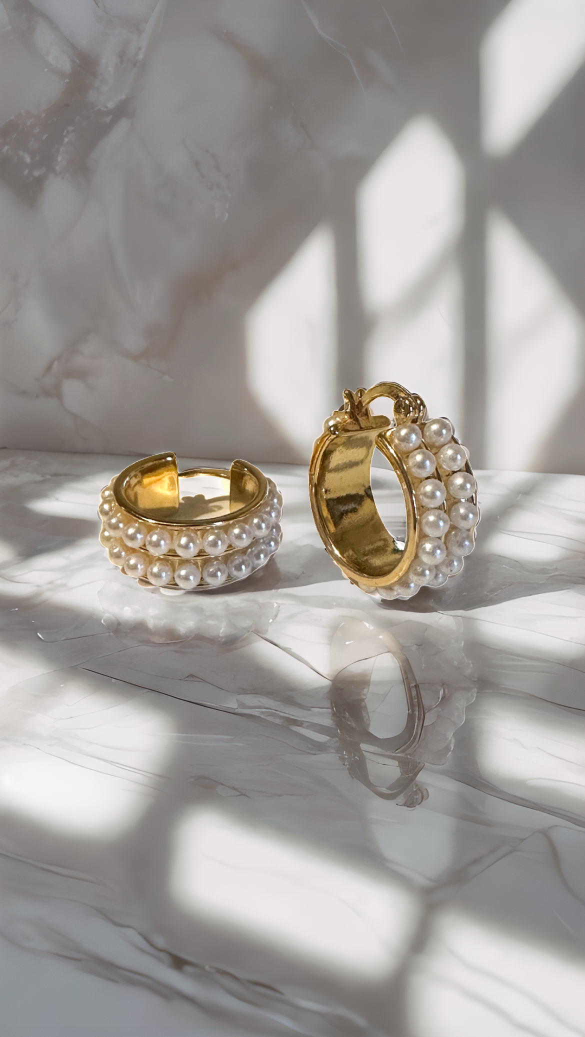 Lolita | 14K Gold-Plated Brass Hoops Adorned with Pearls