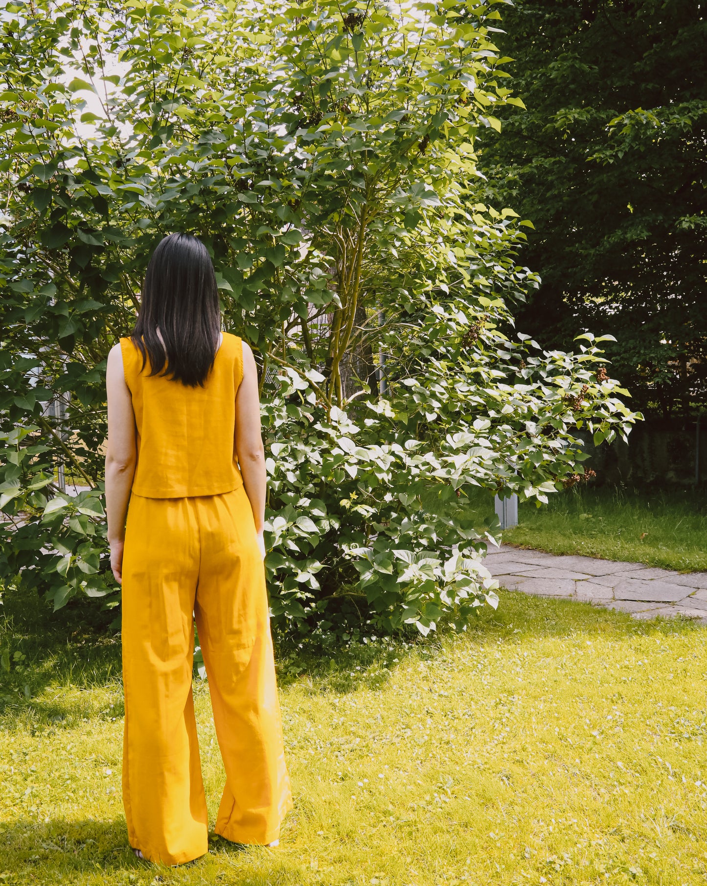 Lily | Mustard Yellow Linen Top and Pants Set
