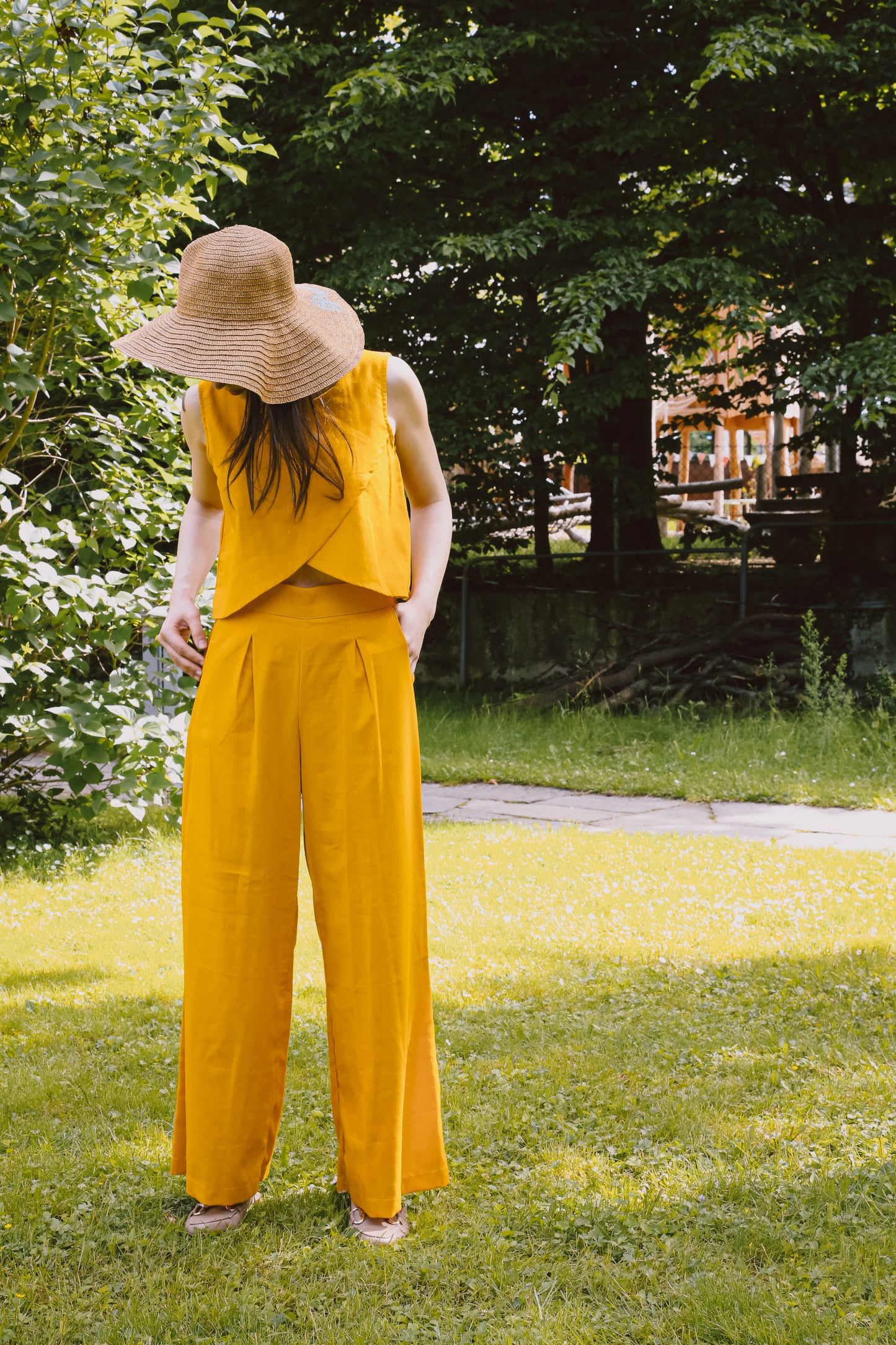 Lily | Mustard Yellow Linen Top and Pants Set