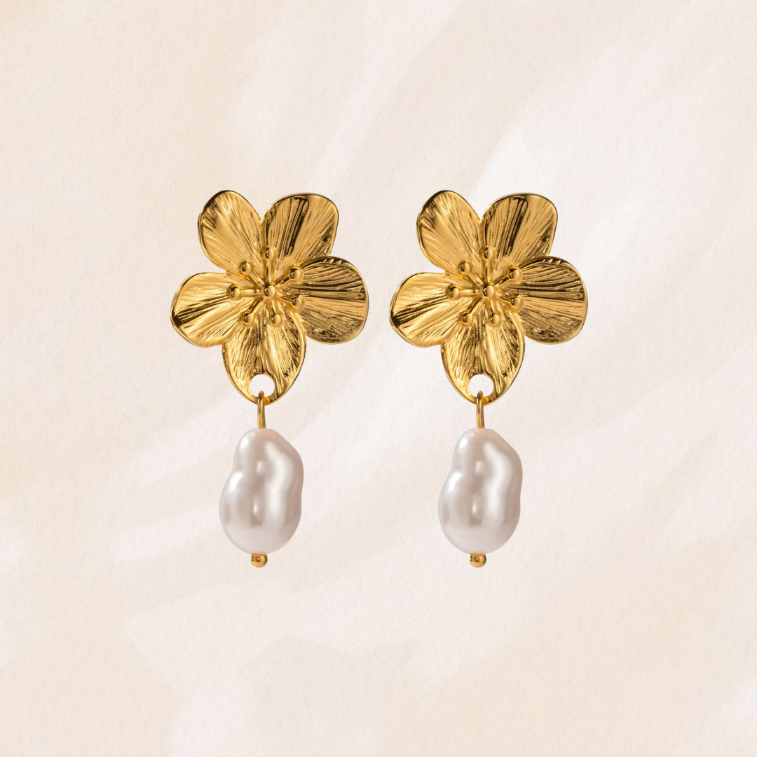 Lilian | 18K Gold-Plated, Stainless Steel Floral Earrings