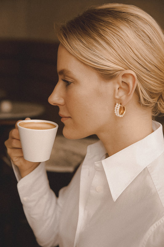 Lolita | 14K Gold-Plated Brass Hoops Adorned with Pearls