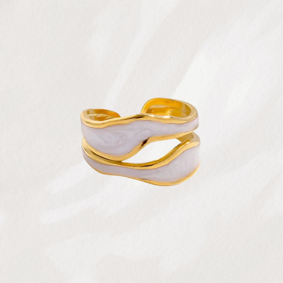 April | Organic White Enamel Statement Ring