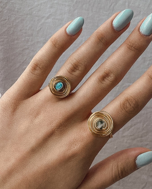 Gaia | 18k Gold-Plated Semi Precious Stone x Spiral Ring