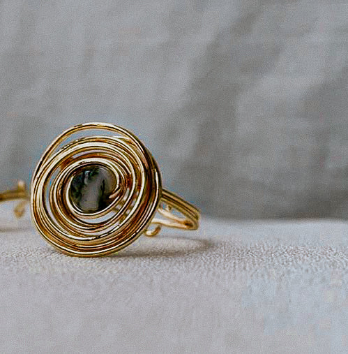 Gaia | 18k Gold-Plated Semi Precious Stone x Spiral Ring