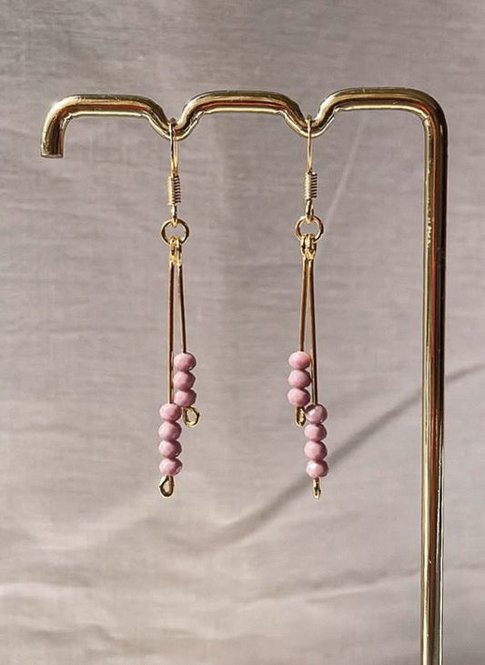 Melissa | 18k Gold-Plated Mauve Beaded Drop Earrings