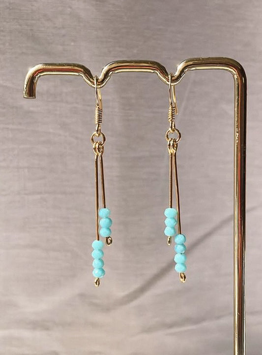 Melissa | 18k Gold-Plated Turquoise  Beaded Drop Earrings