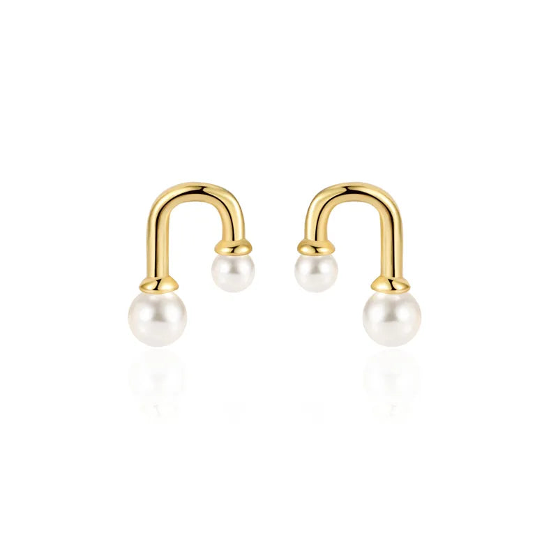 Zola | 925 Sterling Silver Mini Gold Studs with Pearls